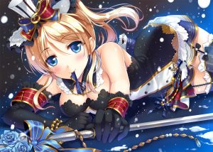 绚濑絵里,LoveLive!校园偶像计划,Sousouman,金发,碧眼,脸红,長手袋,手套,马尾辫,雪花,Stockings