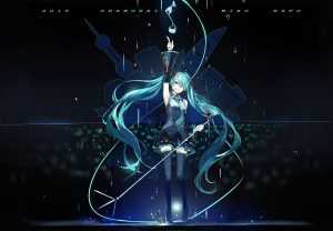 初音ミク,黑丝,双马尾,VOCALOID,絶対領域