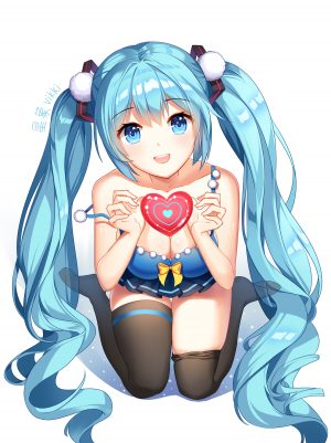 cleavage,初音ミク,黑丝,VOCALOID