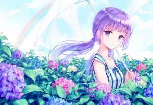 アイカツ!,氷上スミレ,女神,ビニール傘,雨上がり,紫陽花,ふつくしい