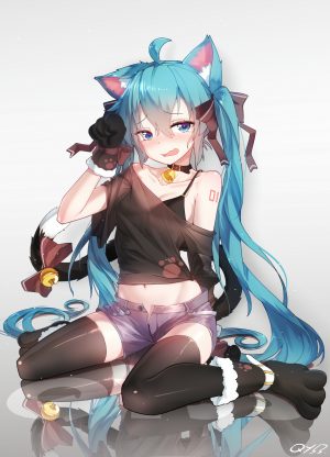 猫耳,女の子,初音ミク,VOCALOID,初音ミク生誕祭2018,ショートパンツ,ニーソックス,初音ミクが好きすぎる人