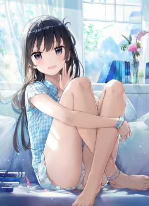 オリジナル,女の子,魅惑のふともも,裸足,足組み,黒髪ロング,これはいいふともも