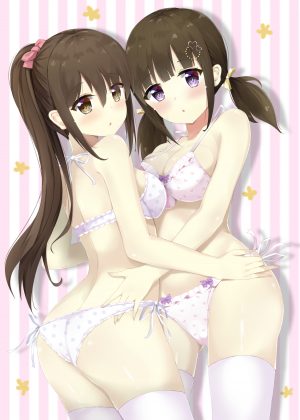 原创,arupisu,长发,長身像,脸红,light_erotic,胸部,前发,茶发,双马尾,棕色眼,紫色眼,露肩,巨乳,holding,马尾辫