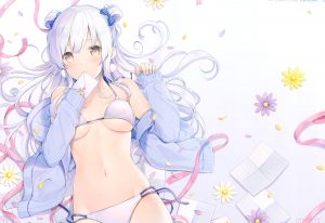 6U☆,原创,水着,长发,露脐,泳装,白发,scan