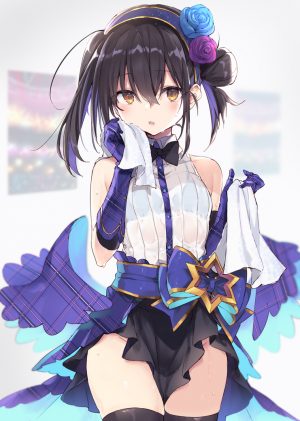 Fate系列,魔法少女☆伊莉雅,美游,nanananana,single,長身像,脸红,视线正对,短发,開いた口,胸部,前发,白背景,露肩,黄色眼,holding